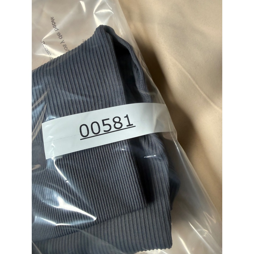 GQQQ Women Ribbed Long Sleeve Crop Top Square Neck Thumbhole Steel Blue Grey M - Picture 5 of 5